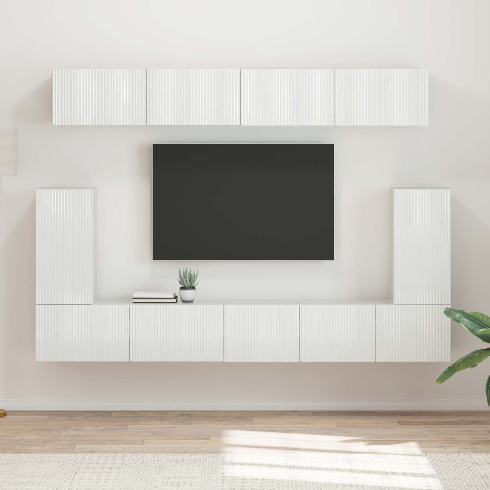 Conjunto de mueble de TV 5 pcs brillante Madera de ingeniería