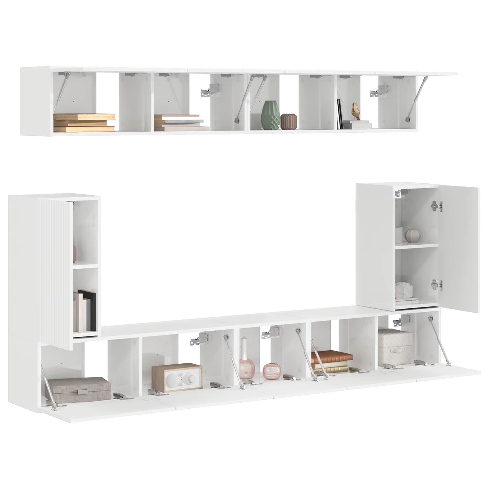 Conjunto de mueble de TV 5 pcs brillante Madera de ingeniería