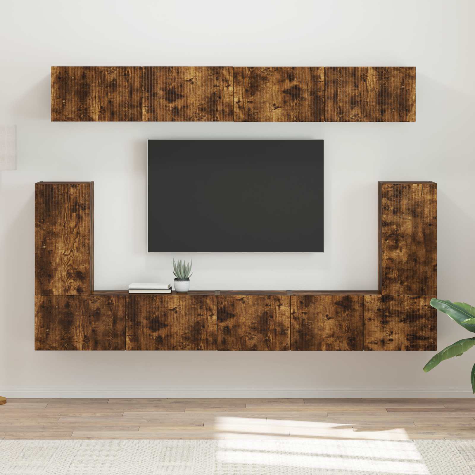 Conjunto de mueble de TV 5 pcs brillante Madera de ingeniería