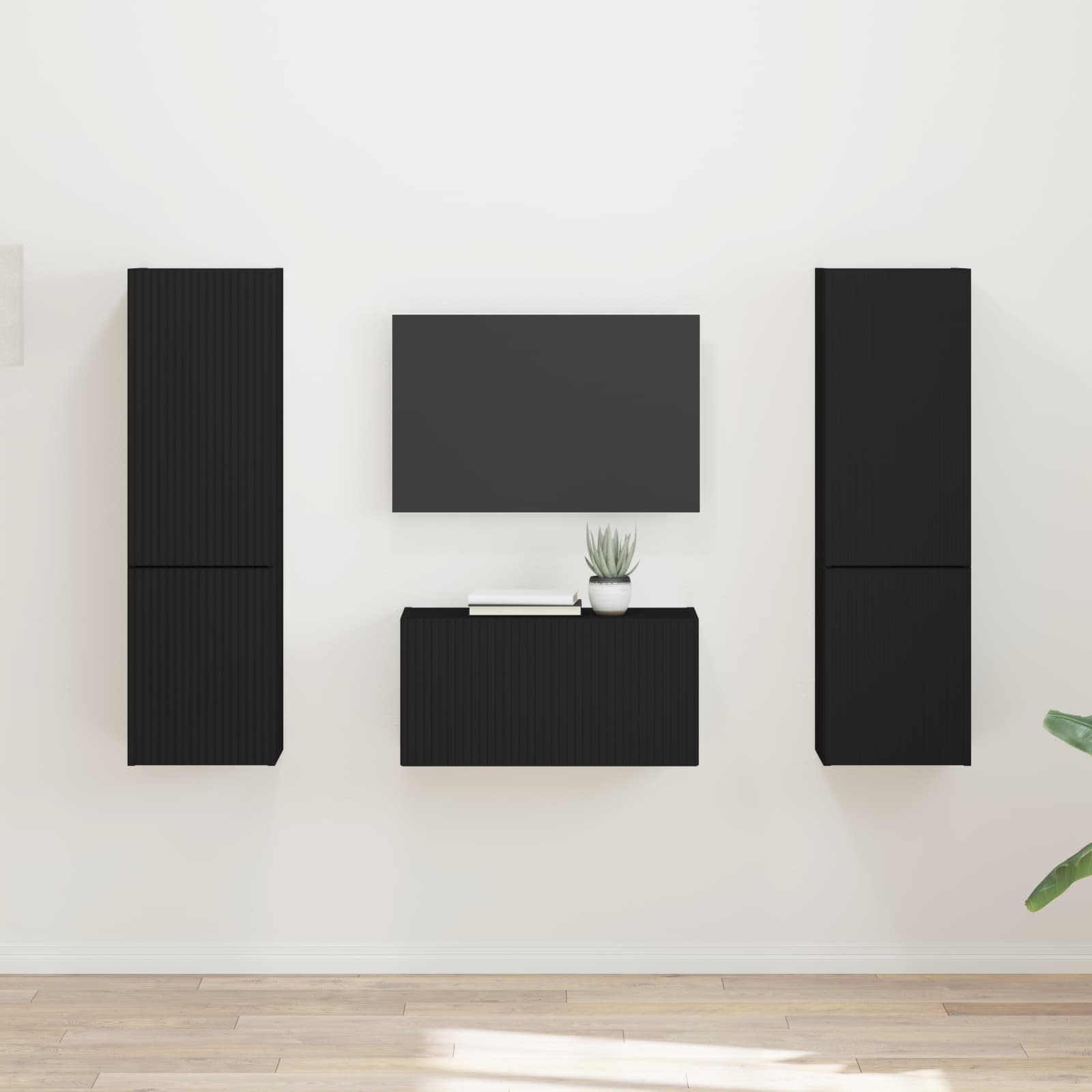 Conjunto de mueble de TV 5 pcs brillante Madera de ingeniería