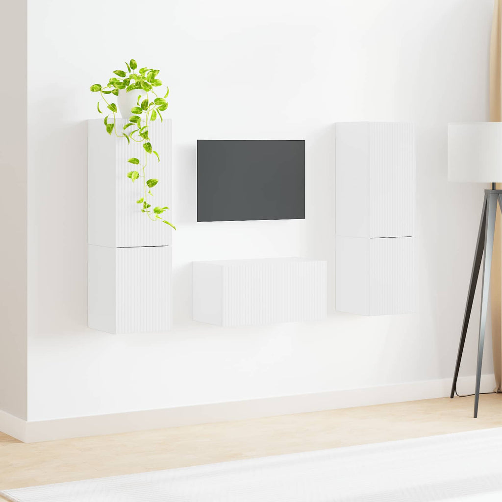 Conjunto de mueble de TV 5 pcs brillante Madera de ingeniería