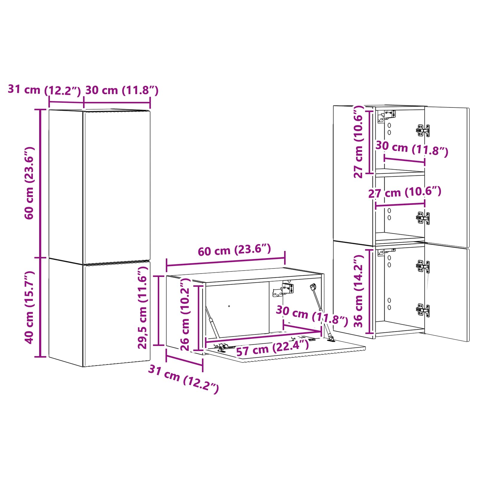 Conjunto de mueble de TV 5 pcs brillante Madera de ingeniería