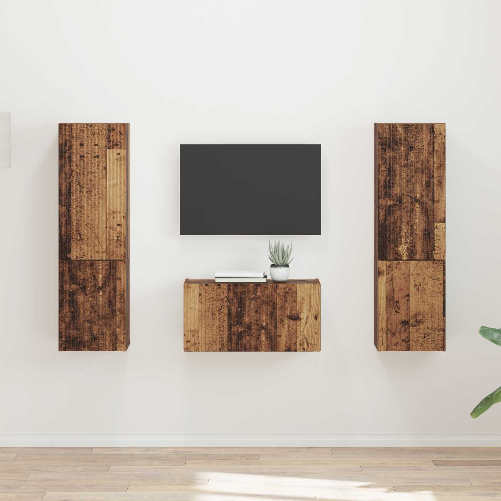 Conjunto de mueble de TV 5 pcs brillante Madera de ingeniería