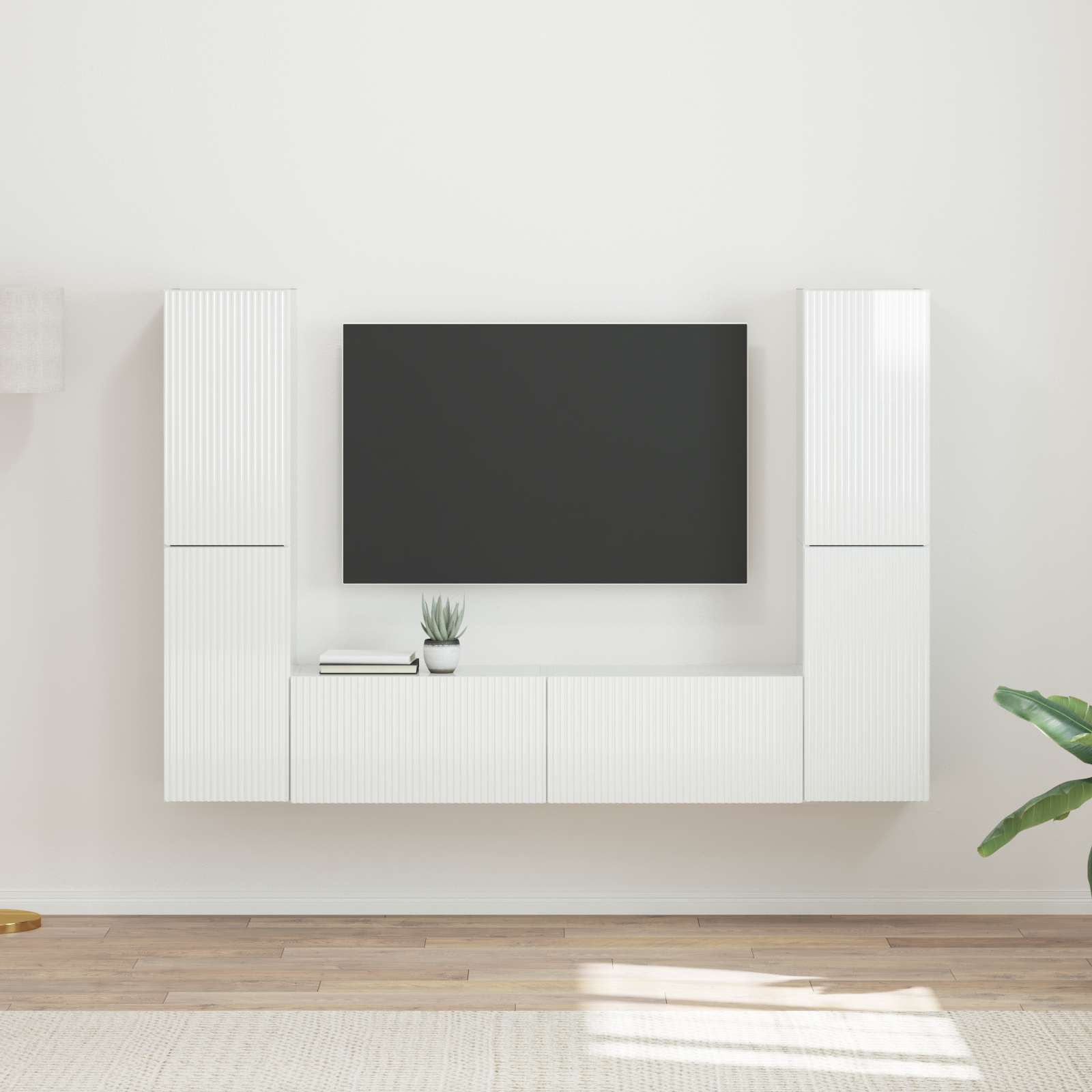 Conjunto de mueble de TV 6 pcs brillante Madera de ingeniería