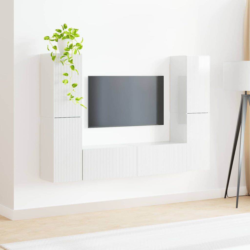 Conjunto de mueble de TV 6 pcs brillante Madera de ingeniería