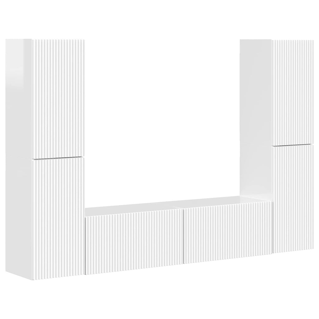 Conjunto de mueble de TV 6 pcs brillante Madera de ingeniería