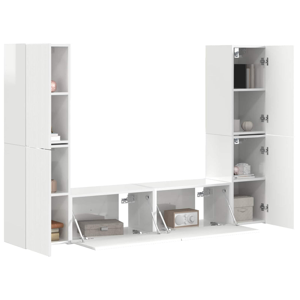 Conjunto de mueble de TV 6 pcs brillante Madera de ingeniería