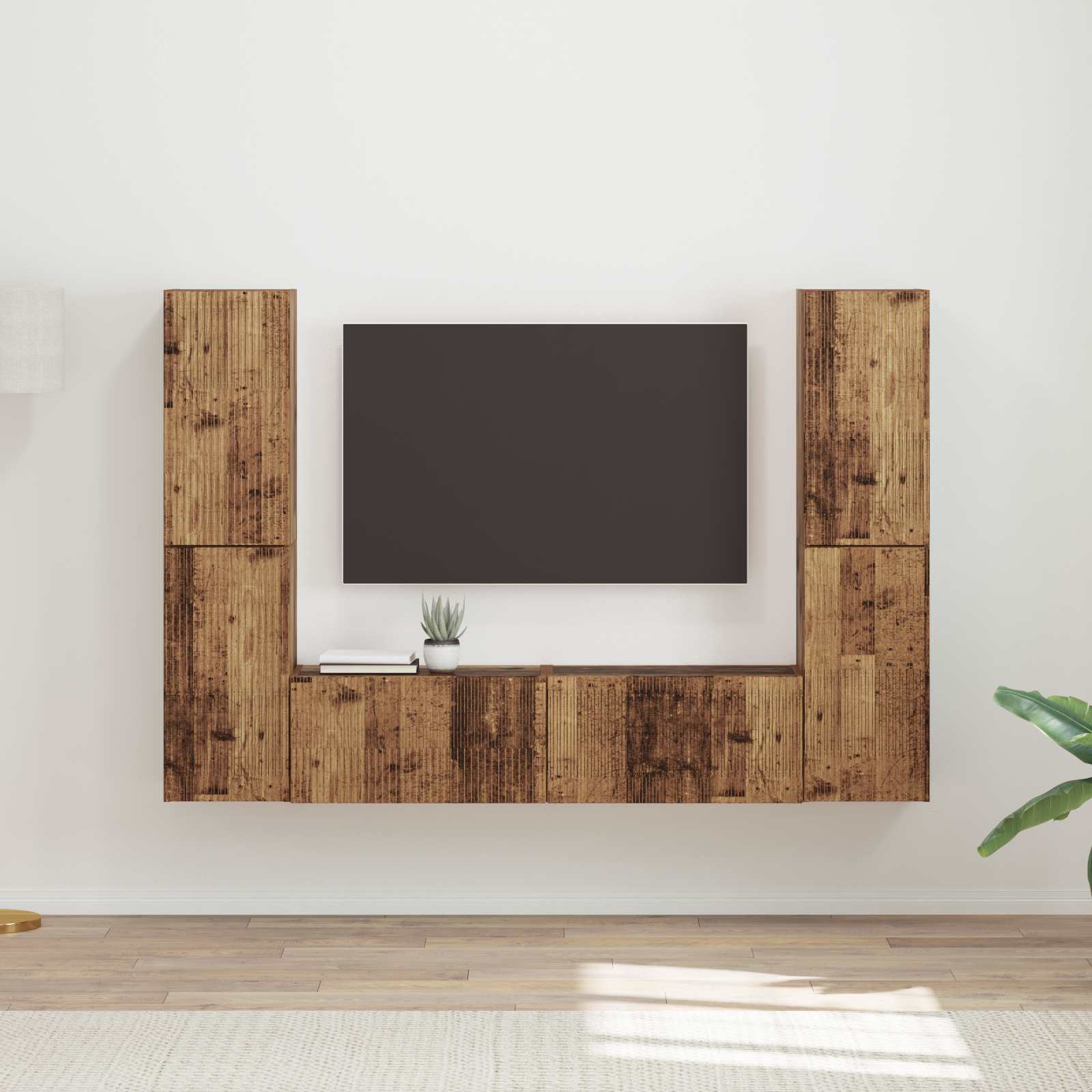 6-Piece TV Cabinet Set High Gloss Engineered Wood