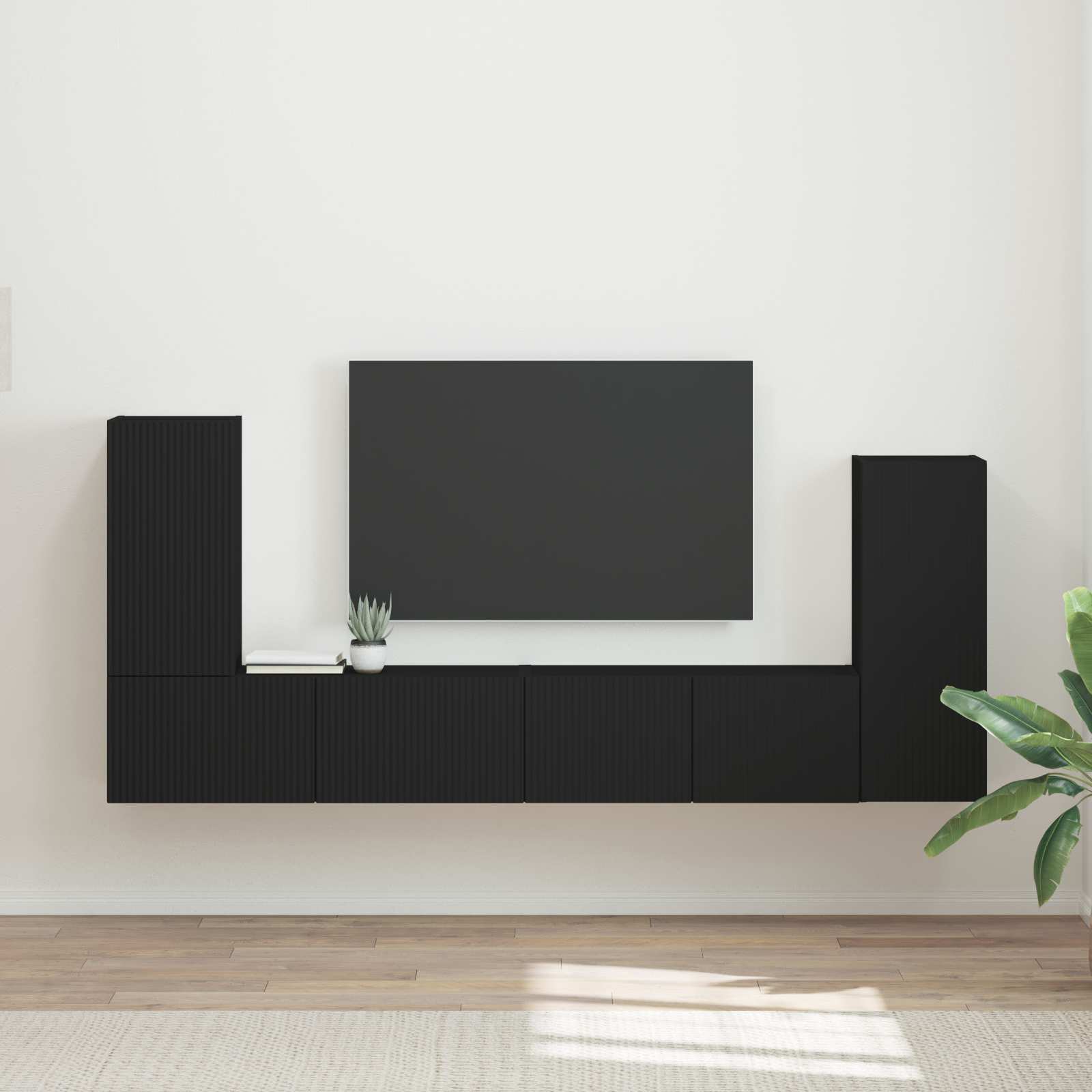 Conjunto de mueble de TV 4 pcs brillante Madera de ingeniería