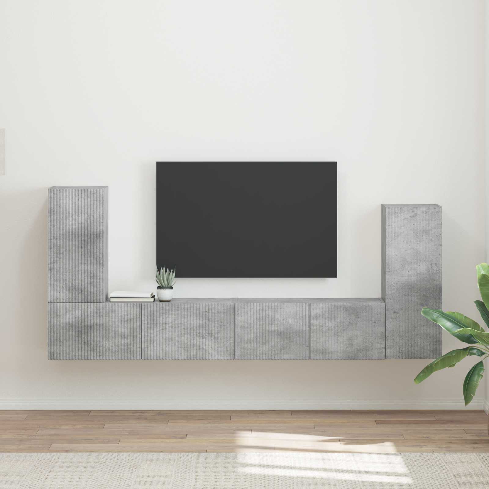 Conjunto de mueble de TV 4 pcs brillante Madera de ingeniería