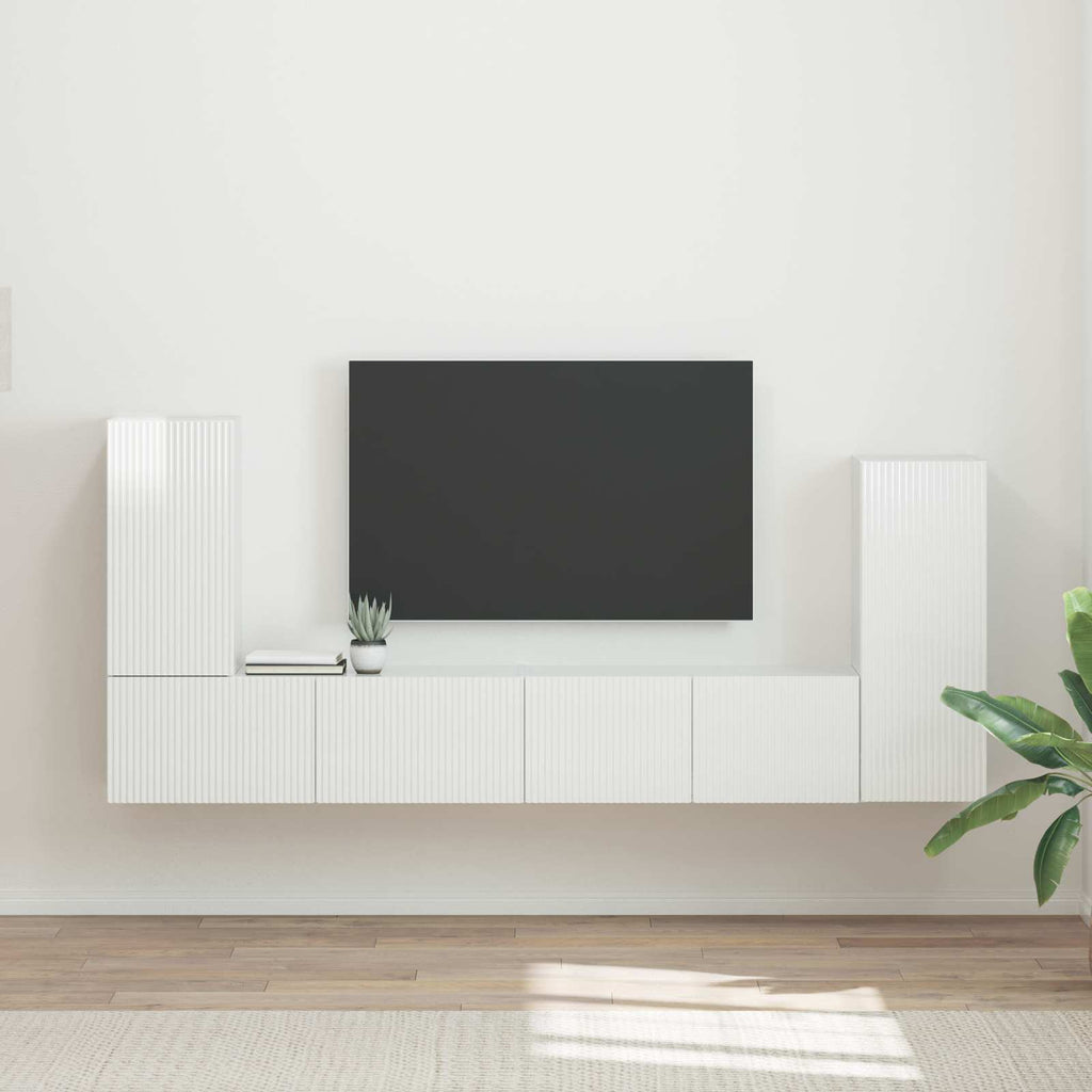 Conjunto de mueble de TV 4 pcs brillante Madera de ingeniería