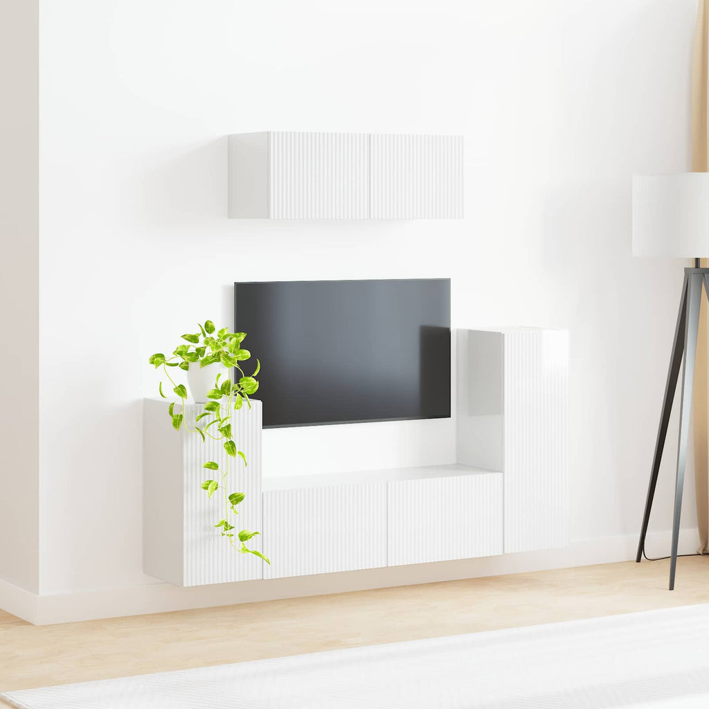 Conjunto de mueble de TV 4 pcs brillante Madera de ingeniería