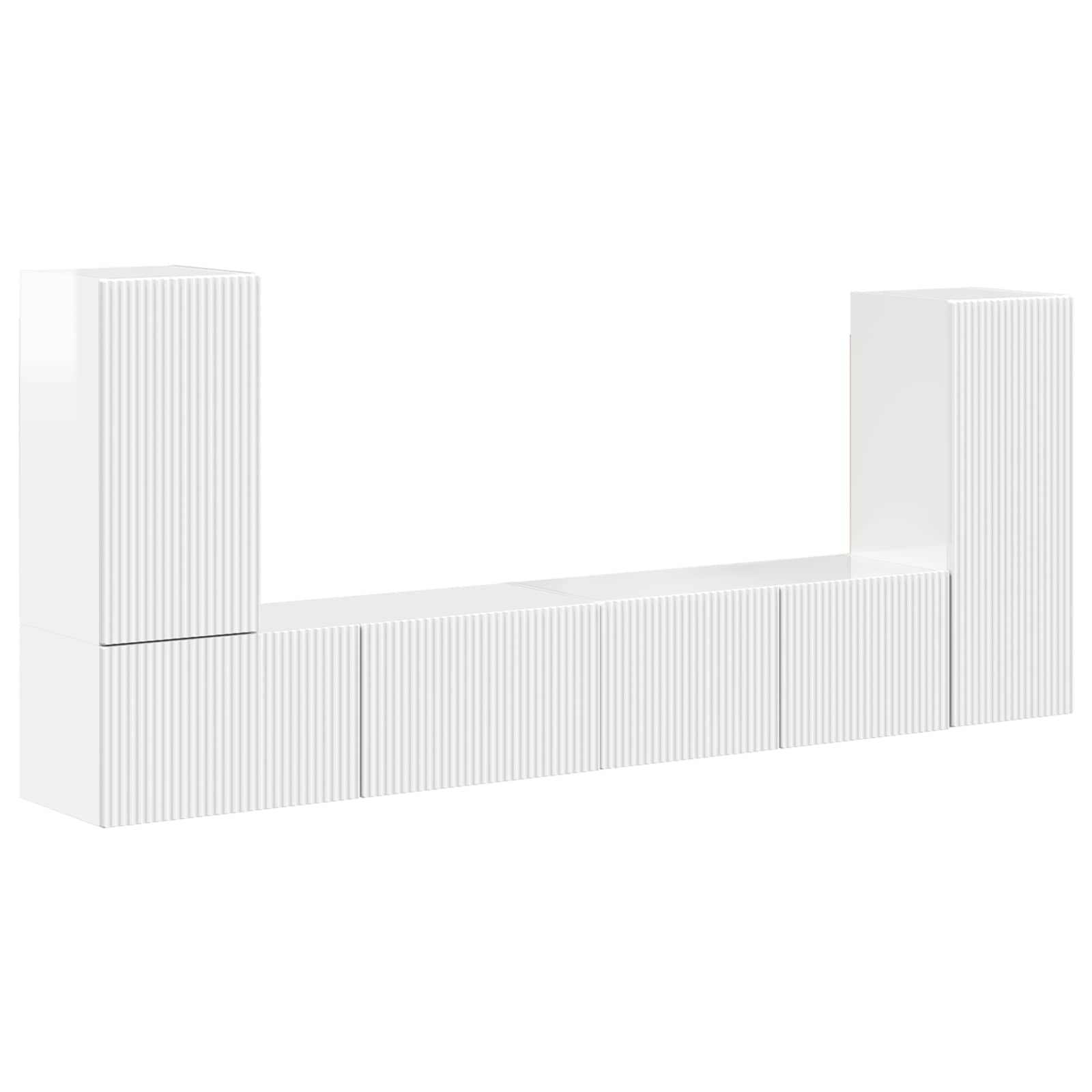 Conjunto de mueble de TV 4 pcs brillante Madera de ingeniería