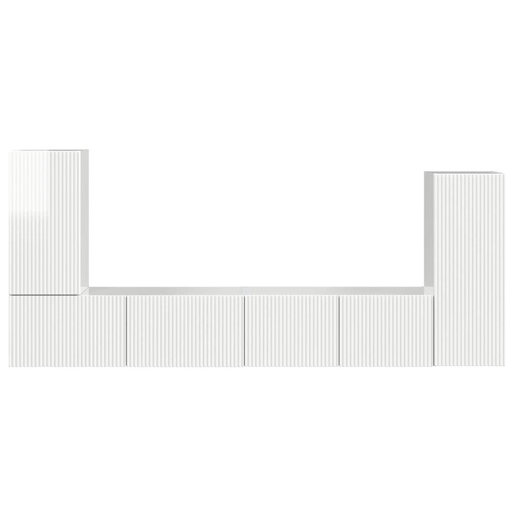 Conjunto de mueble de TV 4 pcs brillante Madera de ingeniería