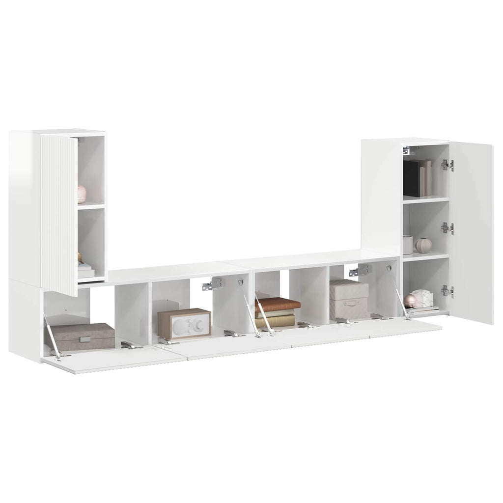Conjunto de mueble de TV 4 pcs brillante Madera de ingeniería