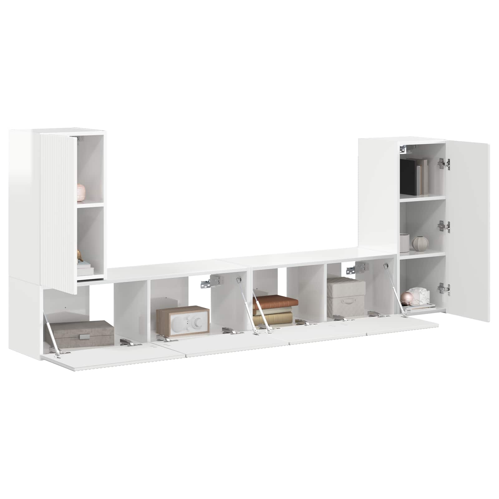 Conjunto de mueble de TV 4 pcs brillante Madera de ingeniería