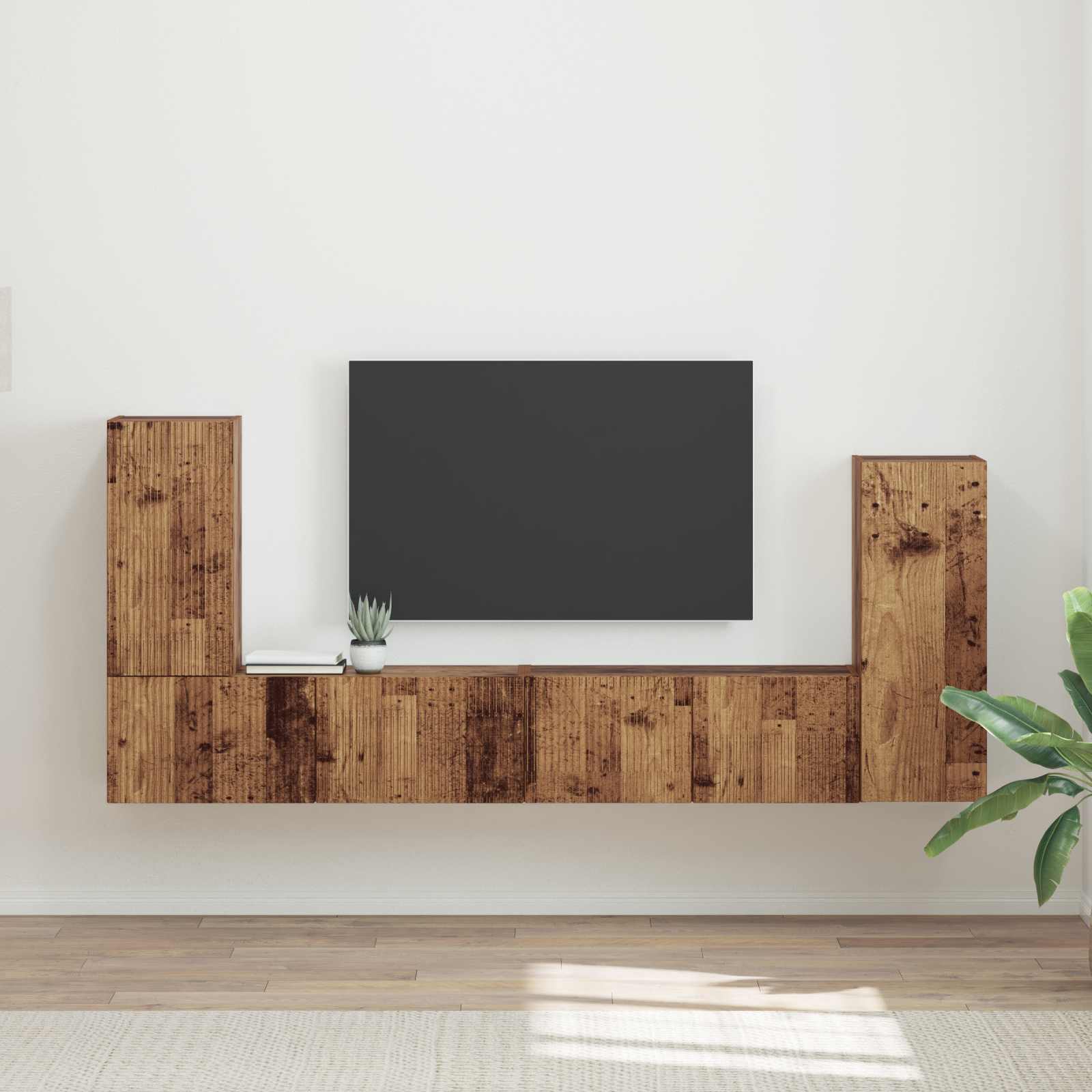 Conjunto de mueble de TV 4 pcs brillante Madera de ingeniería