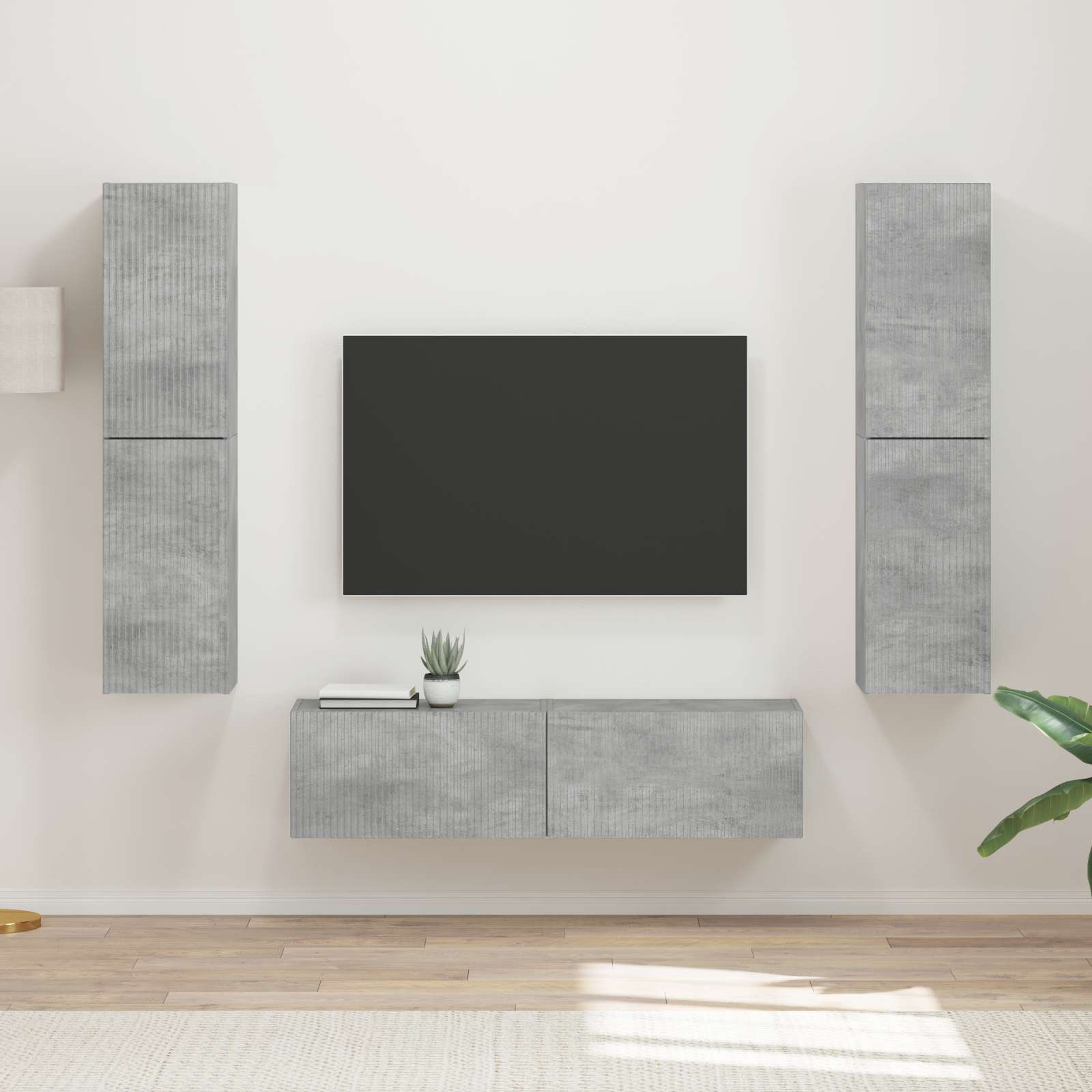 Conjunto de mueble de TV 6 pcs brillante Madera de ingeniería