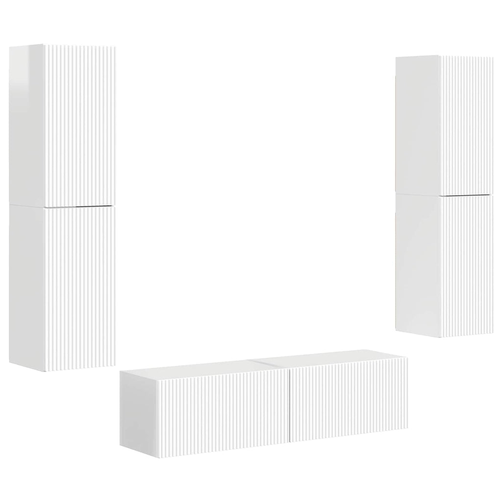 Conjunto de mueble de TV 6 pcs brillante Madera de ingeniería