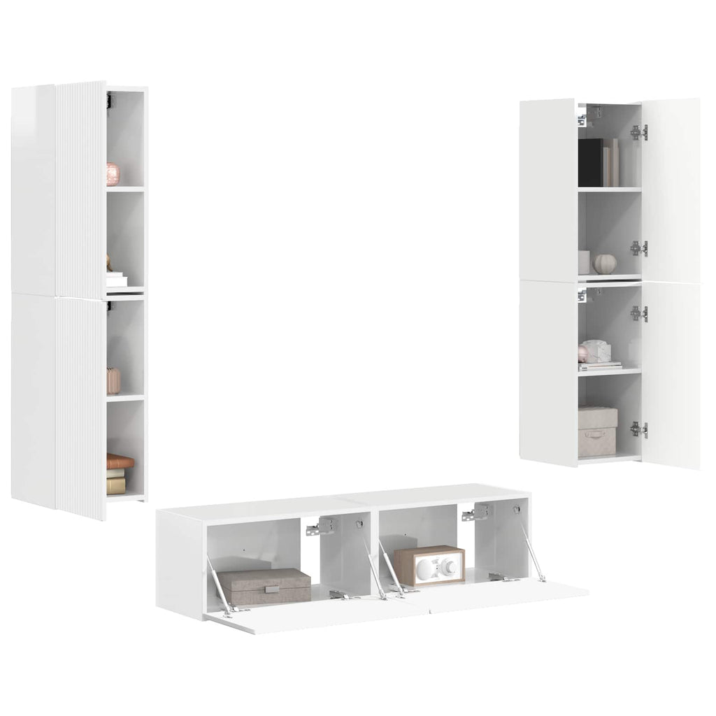 Conjunto de mueble de TV 6 pcs brillante Madera de ingeniería