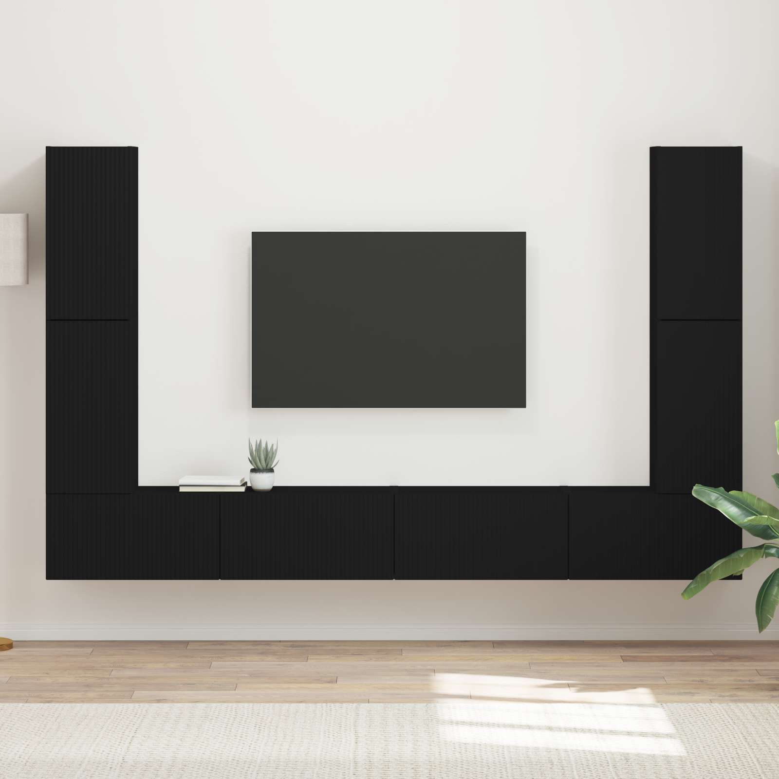 Conjunto de mueble de TV 8 pcs brillante Madera de ingeniería
