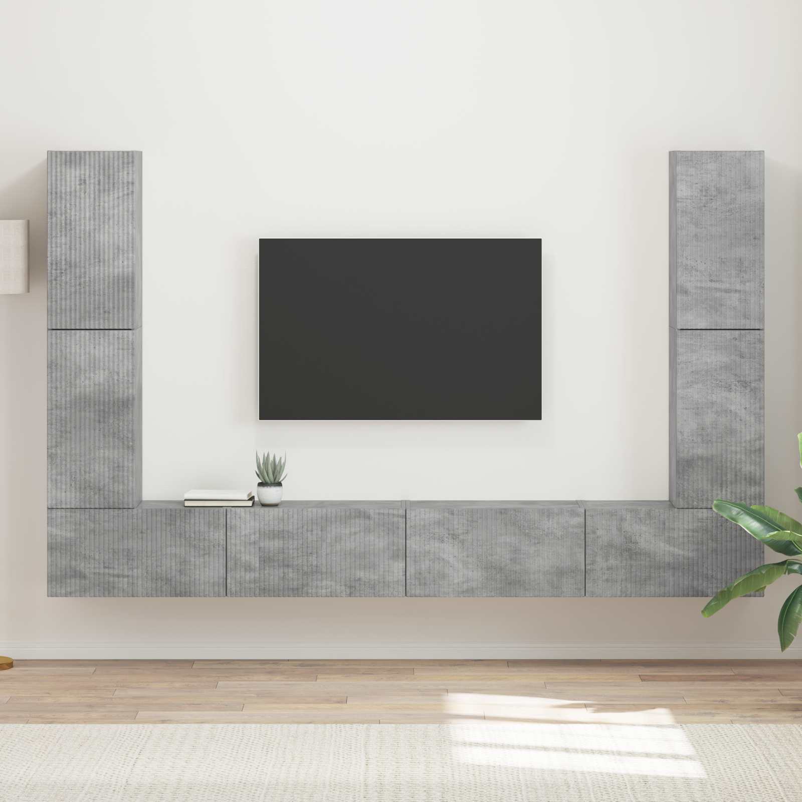 Conjunto de mueble de TV 8 pcs brillante Madera de ingeniería