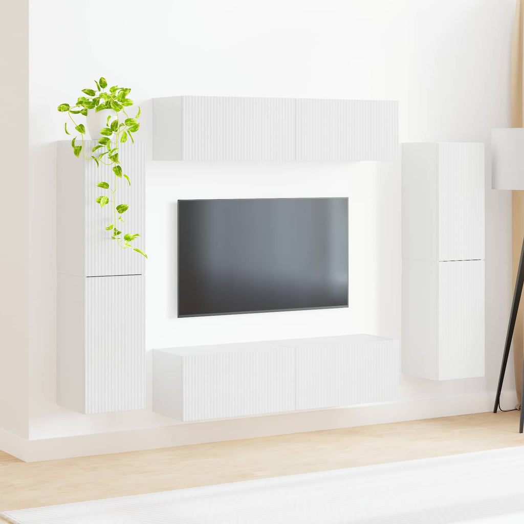 Conjunto de mueble de TV 8 pcs brillante Madera de ingeniería