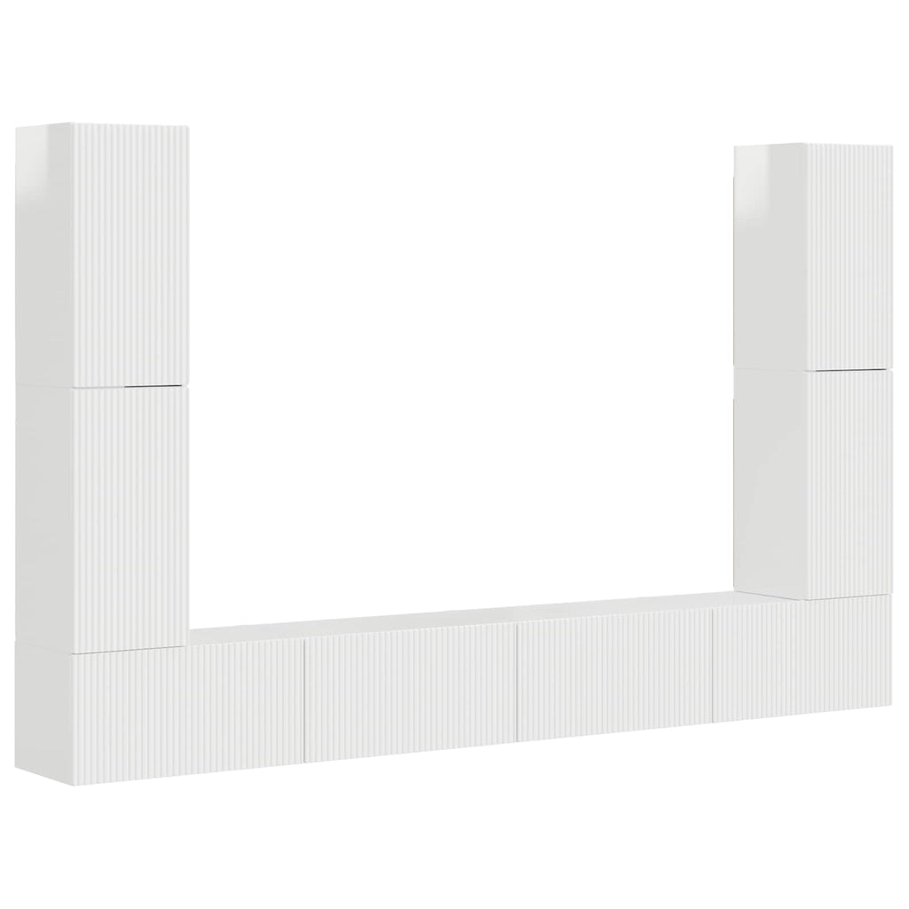 Conjunto de mueble de TV 8 pcs brillante Madera de ingeniería