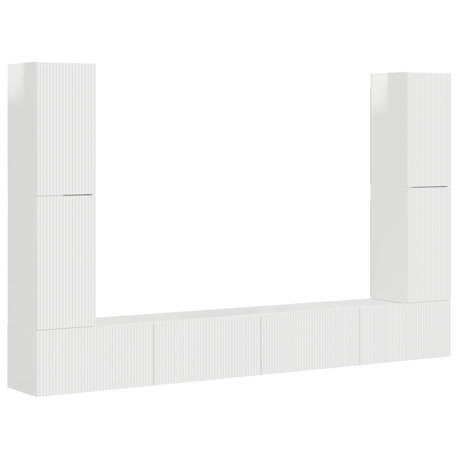 Conjunto de mueble de TV 8 pcs brillante Madera de ingeniería