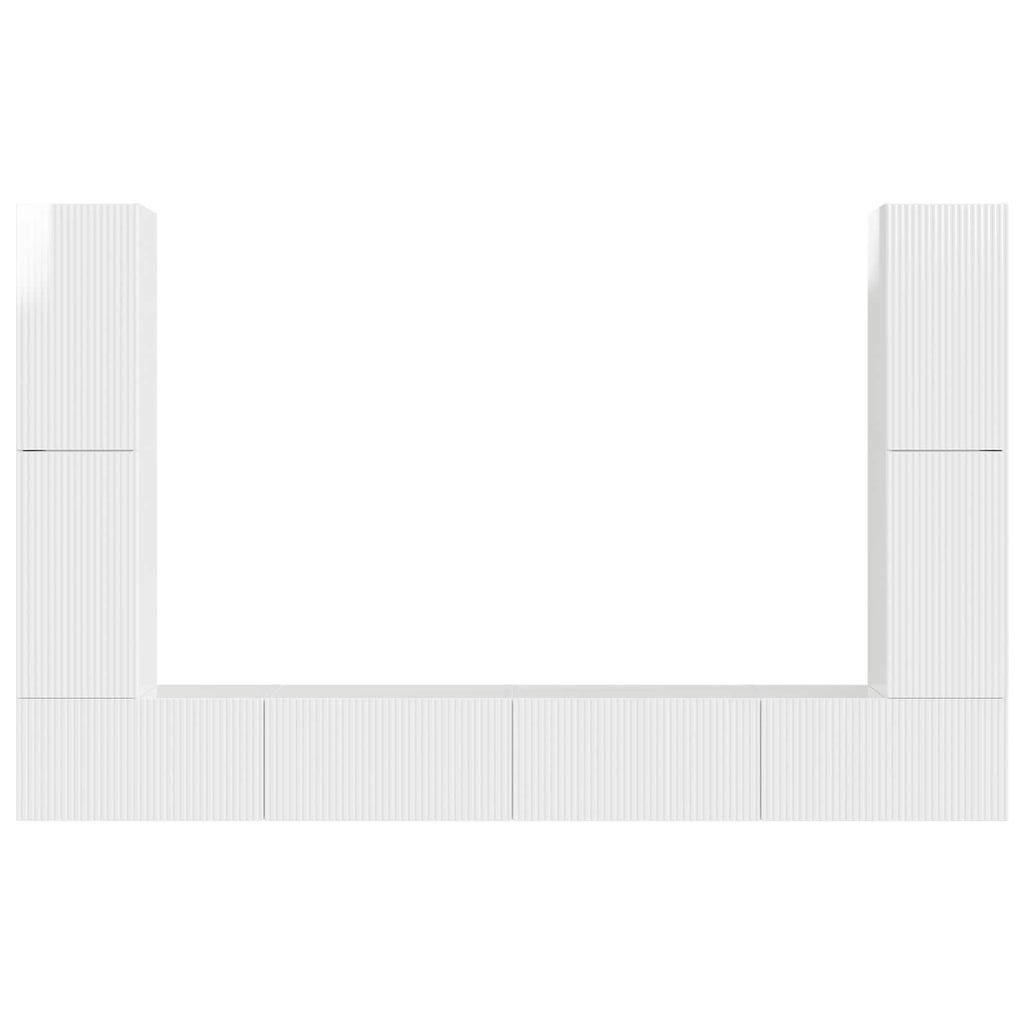 Conjunto de mueble de TV 8 pcs brillante Madera de ingeniería