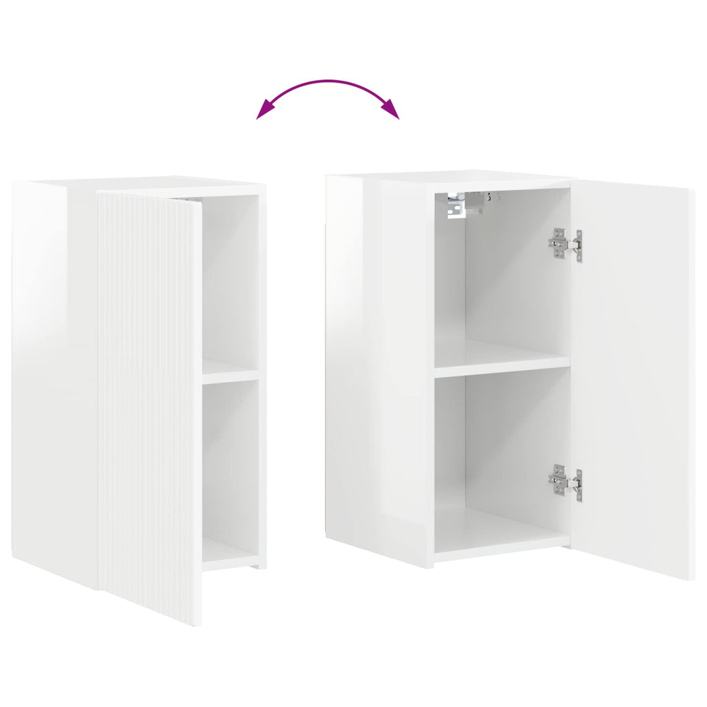 Conjunto de mueble de TV 8 pcs brillante Madera de ingeniería