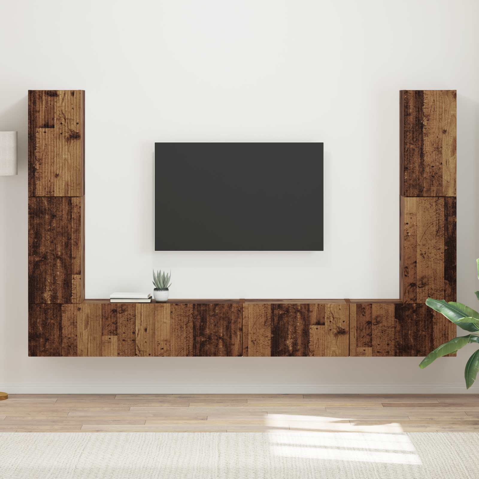 Conjunto de mueble de TV 8 pcs brillante Madera de ingeniería