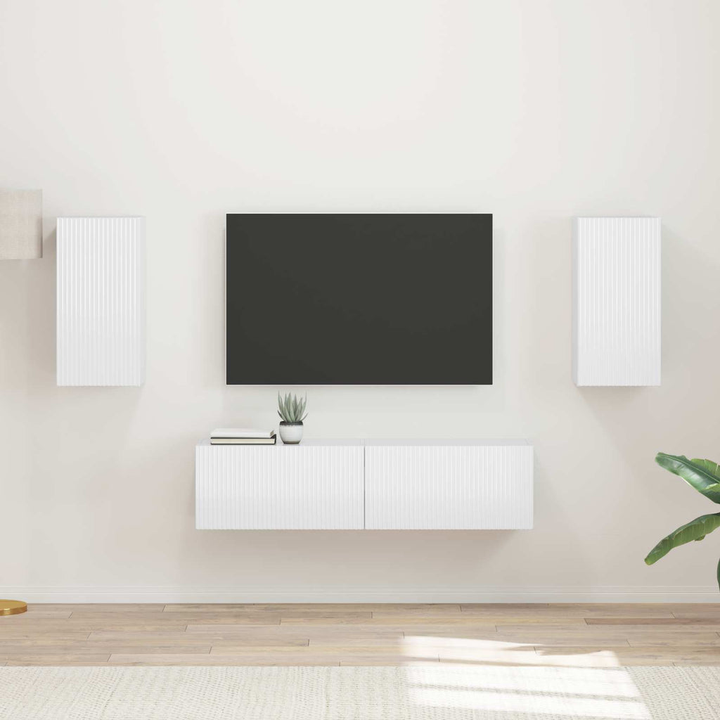 Conjunto de mueble de TV 4 pcs brillante Madera de ingeniería