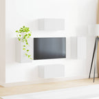 Conjunto de mueble de TV 4 pcs brillante Madera de ingeniería