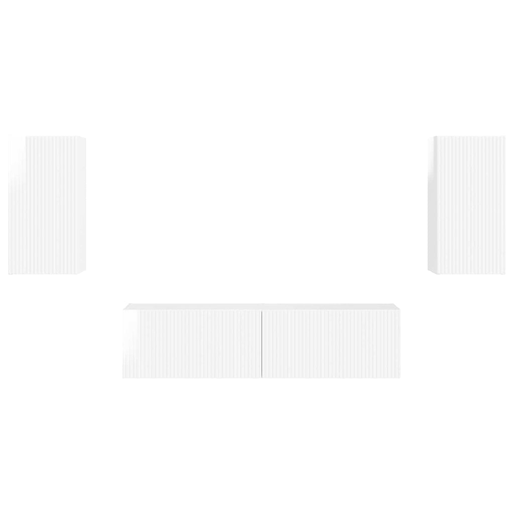 Conjunto de mueble de TV 4 pcs brillante Madera de ingeniería
