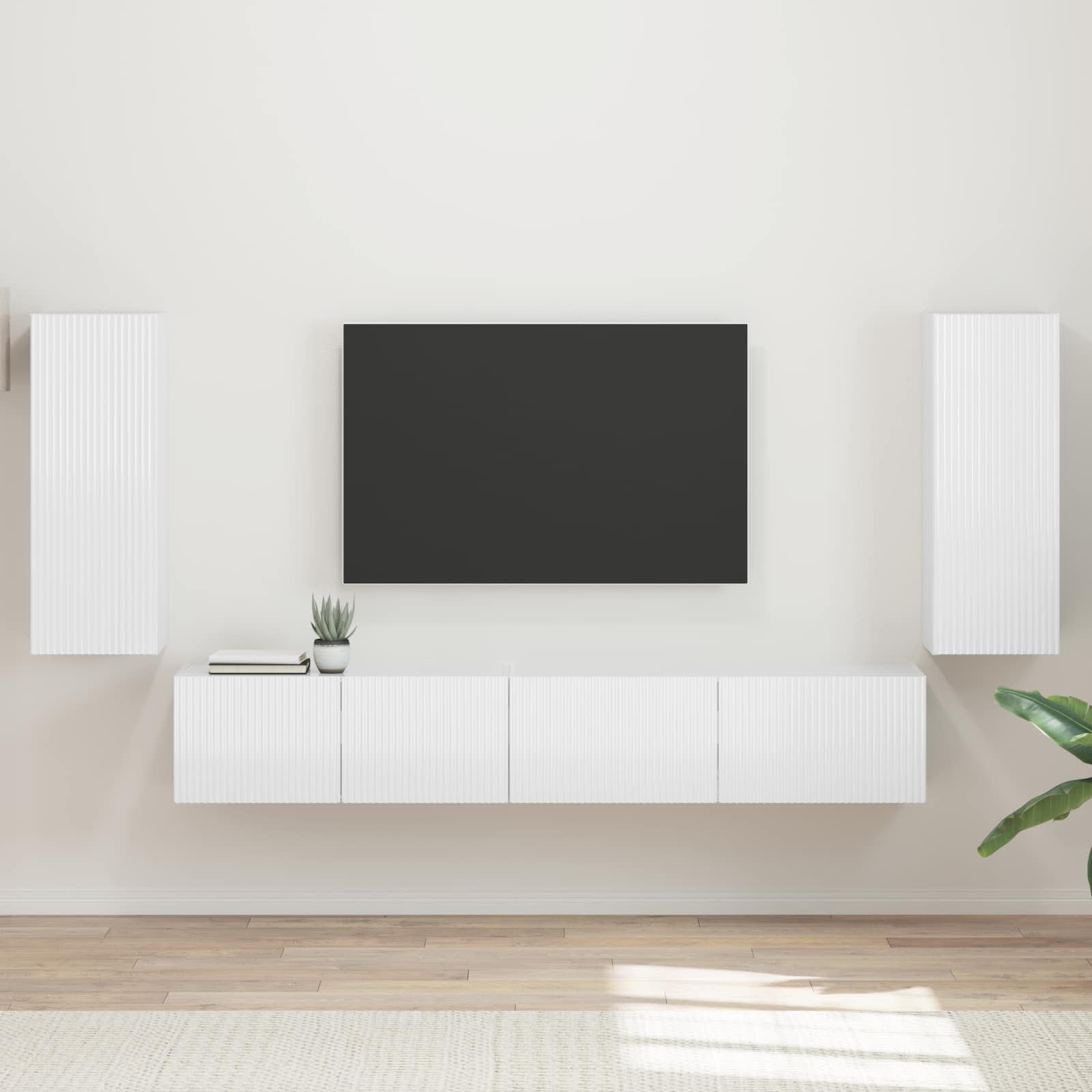 Conjunto de mueble de TV 4 pcs brillante Madera de ingeniería