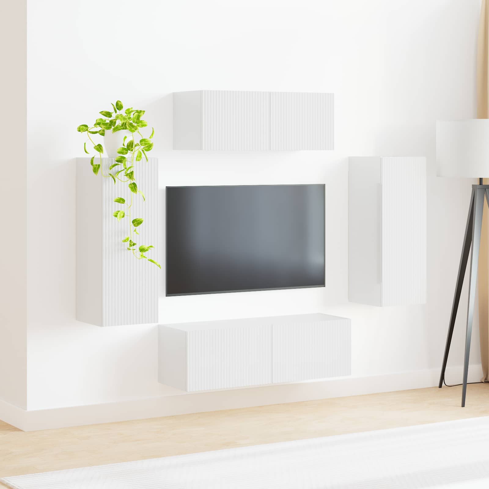 Conjunto de mueble de TV 4 pcs brillante Madera de ingeniería