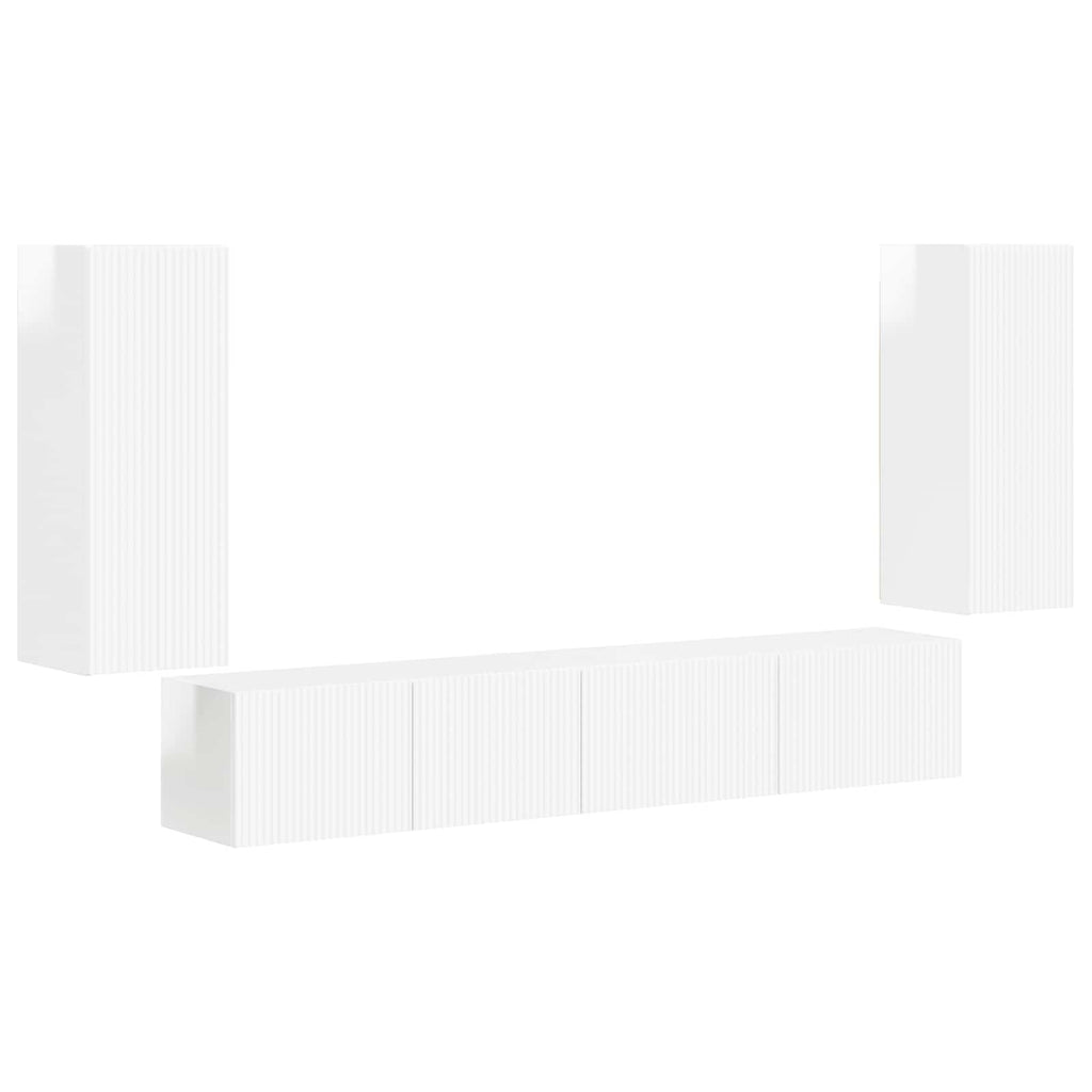 Conjunto de mueble de TV 4 pcs brillante Madera de ingeniería