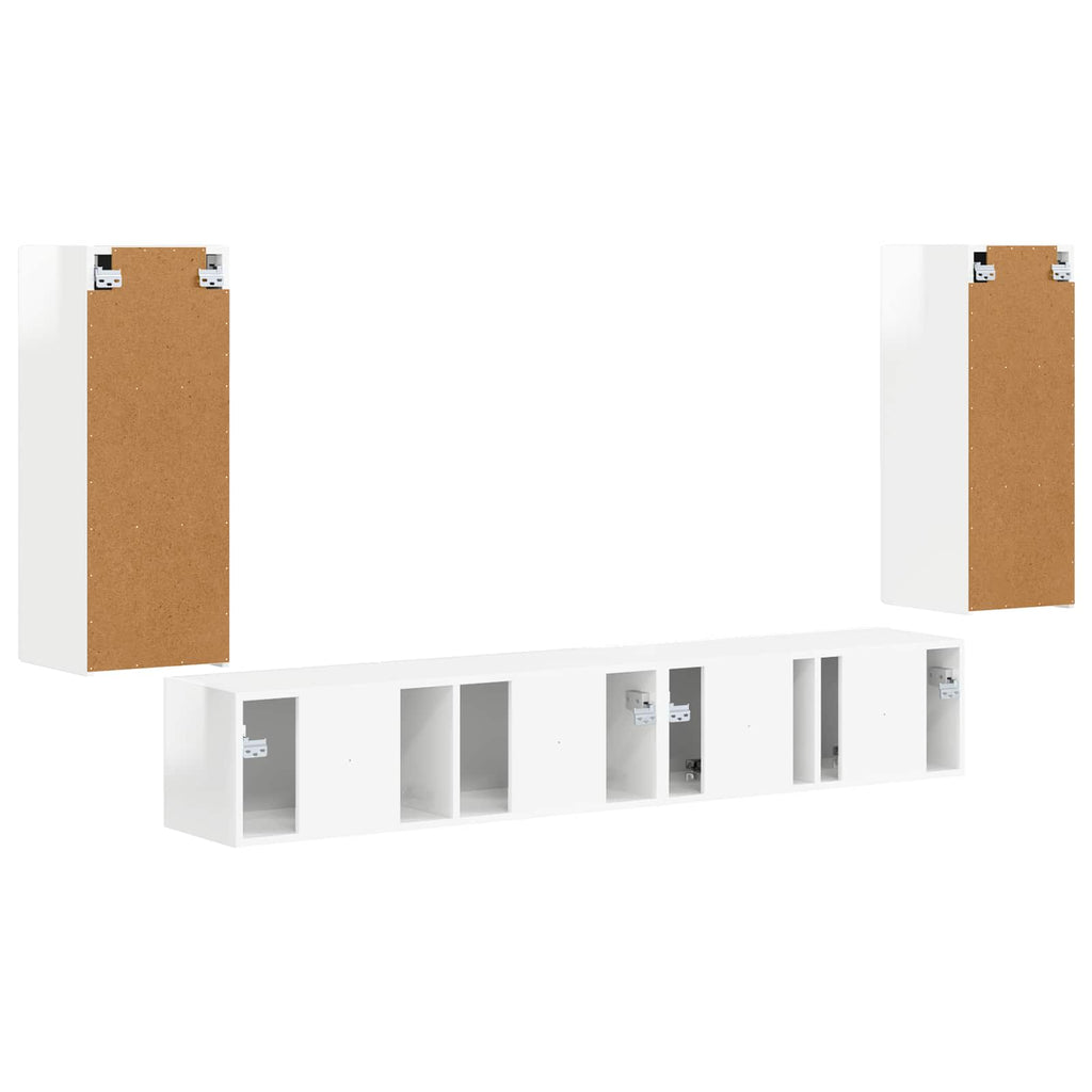 Conjunto de mueble de TV 4 pcs brillante Madera de ingeniería