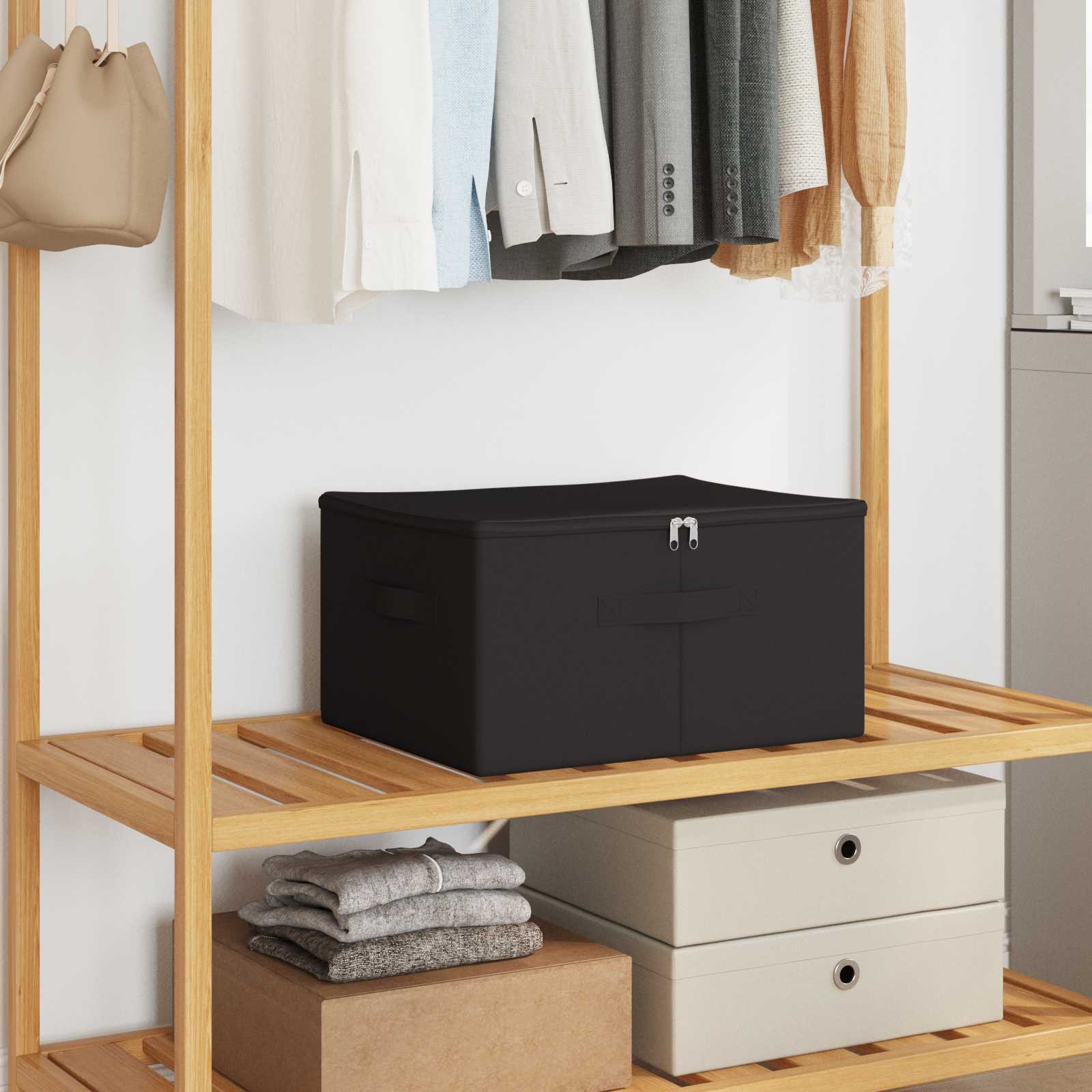 Storage Box 2 pcs Cream 100 x 50 x 18 cm