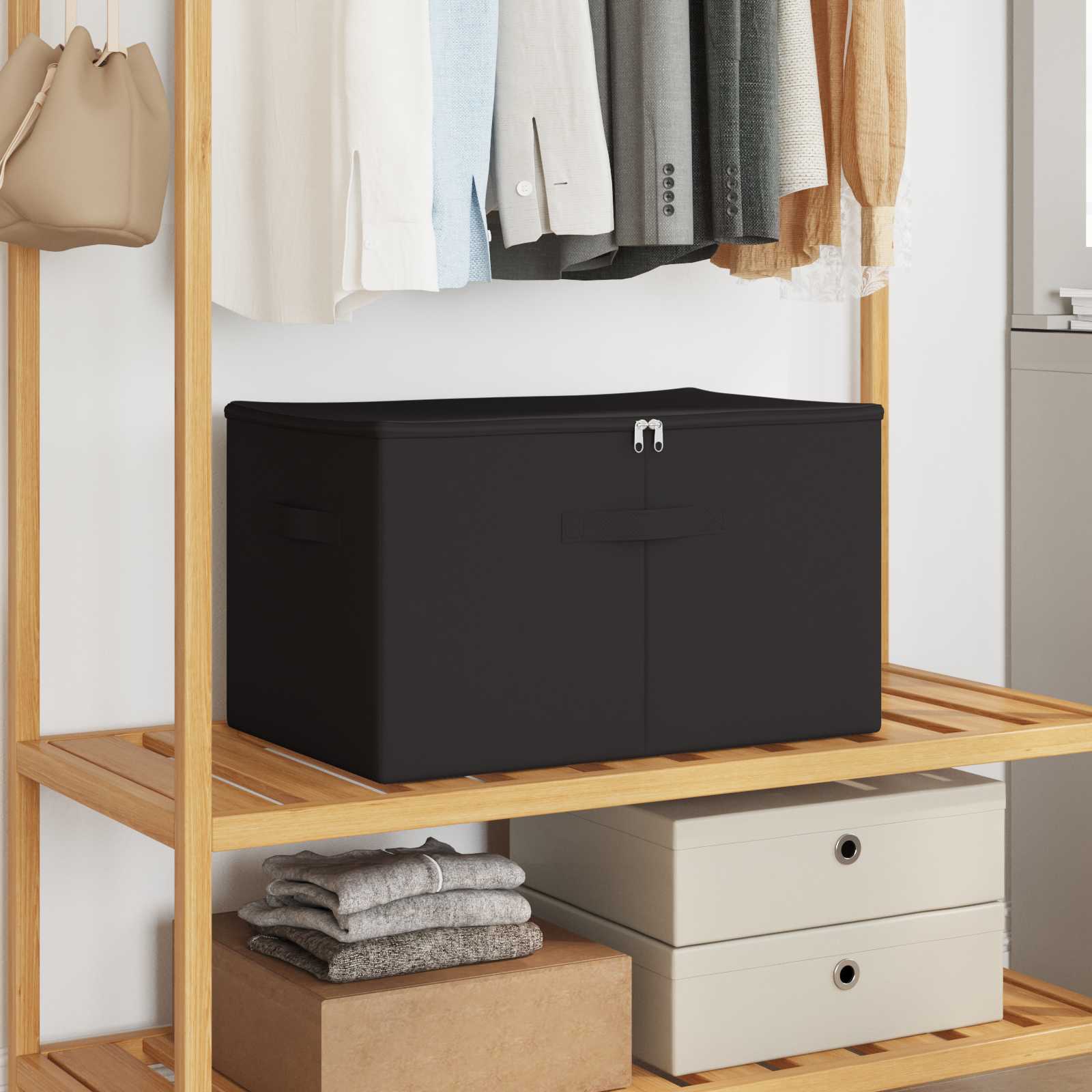 Storage Box 2 pcs Cream 100 x 50 x 18 cm
