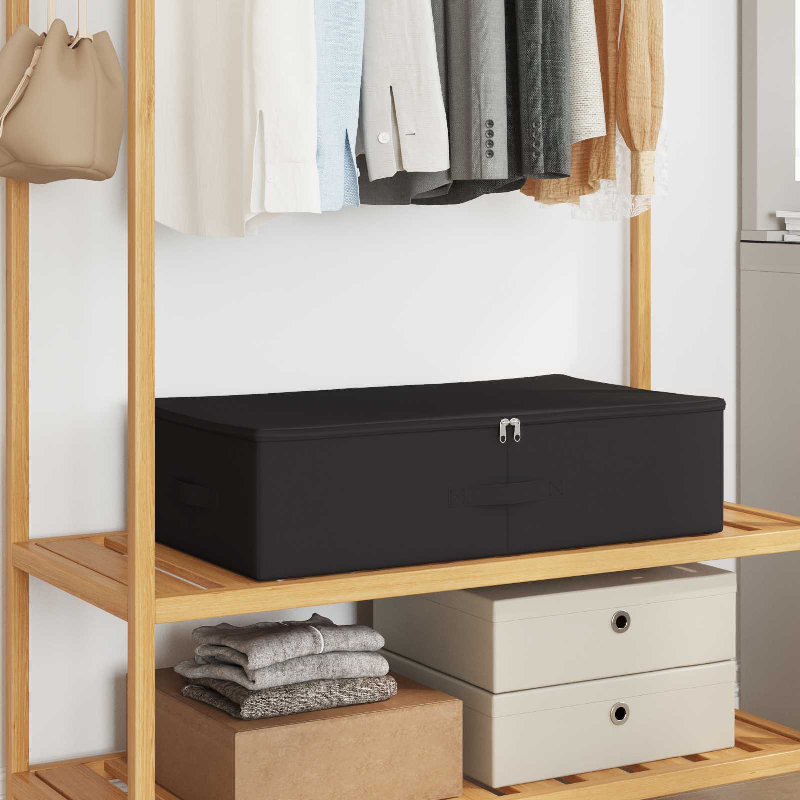 Storage Box 2 pcs Cream 100 x 50 x 18 cm