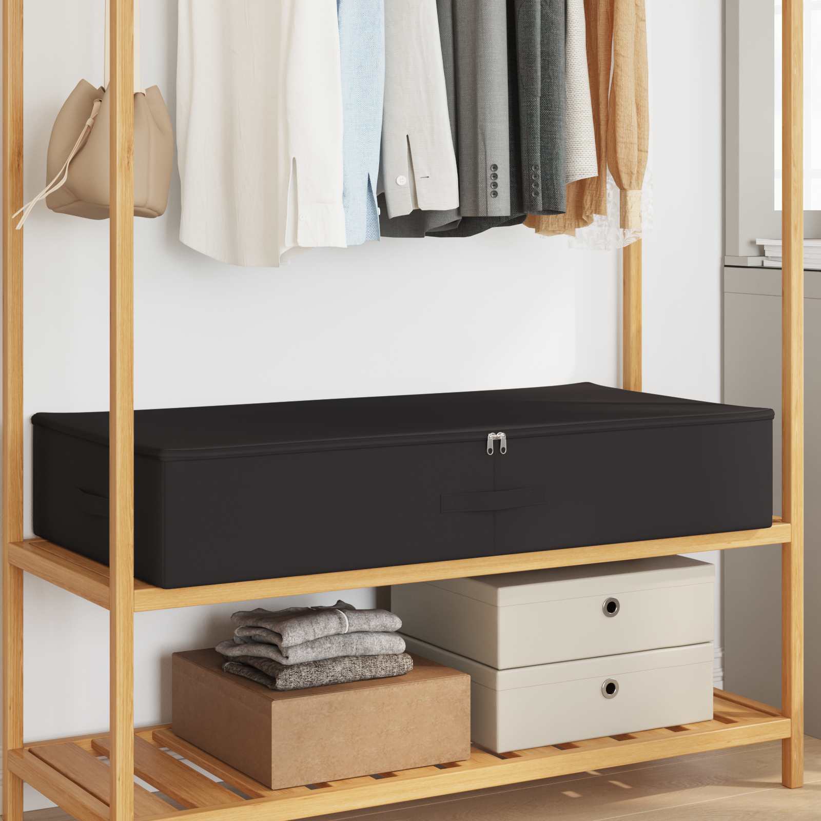 Storage Box 2 pcs Cream 100 x 50 x 18 cm
