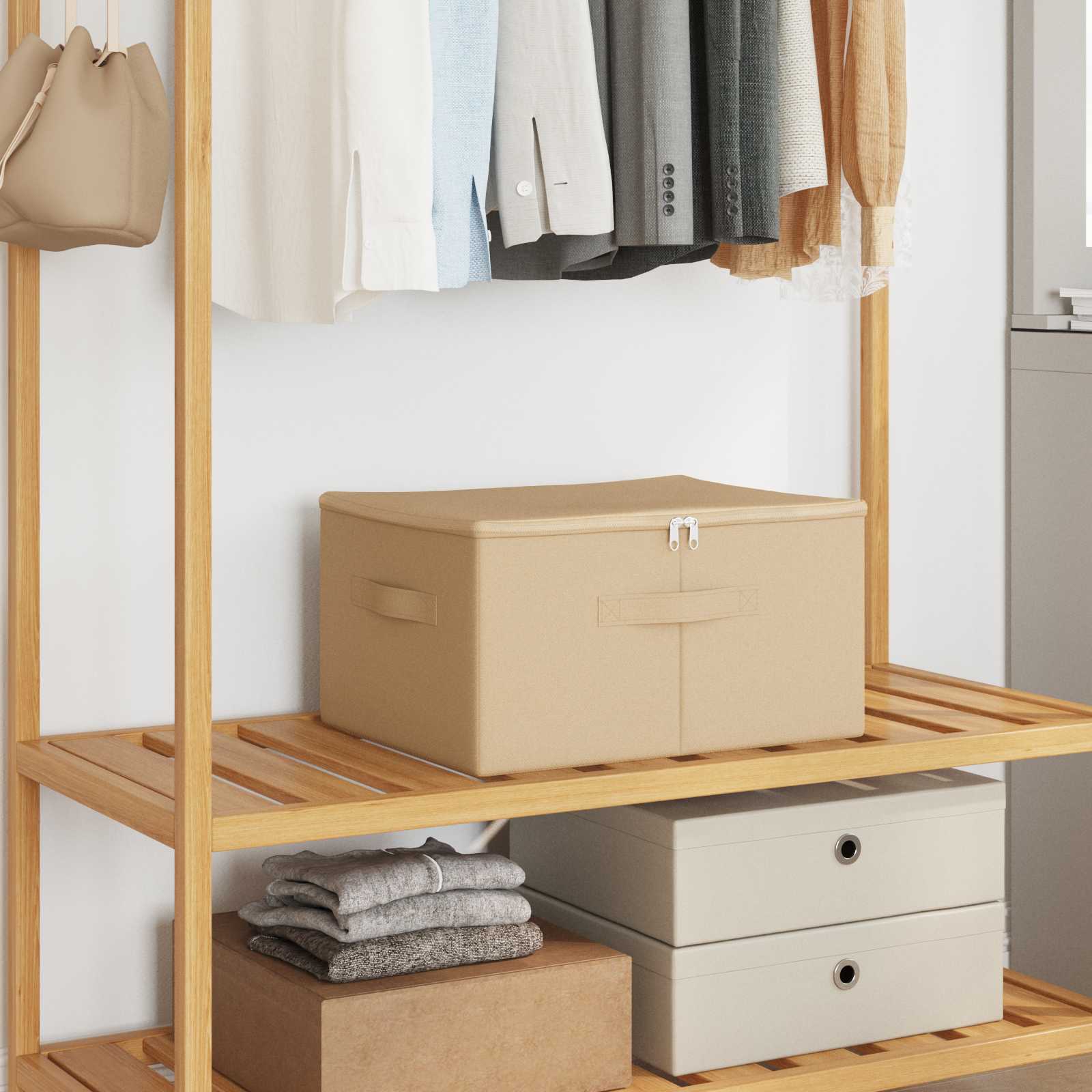 Storage Box 2 pcs Cream 100 x 50 x 18 cm