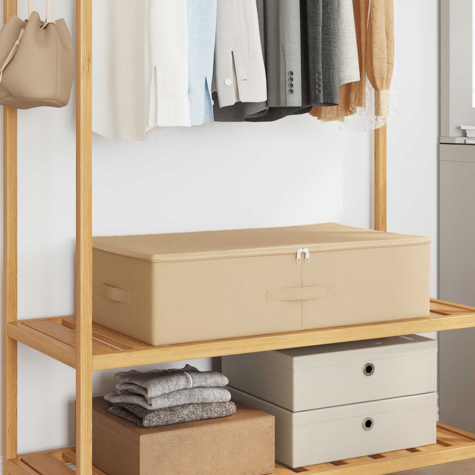 Storage Box 2 pcs Cream 100 x 50 x 18 cm