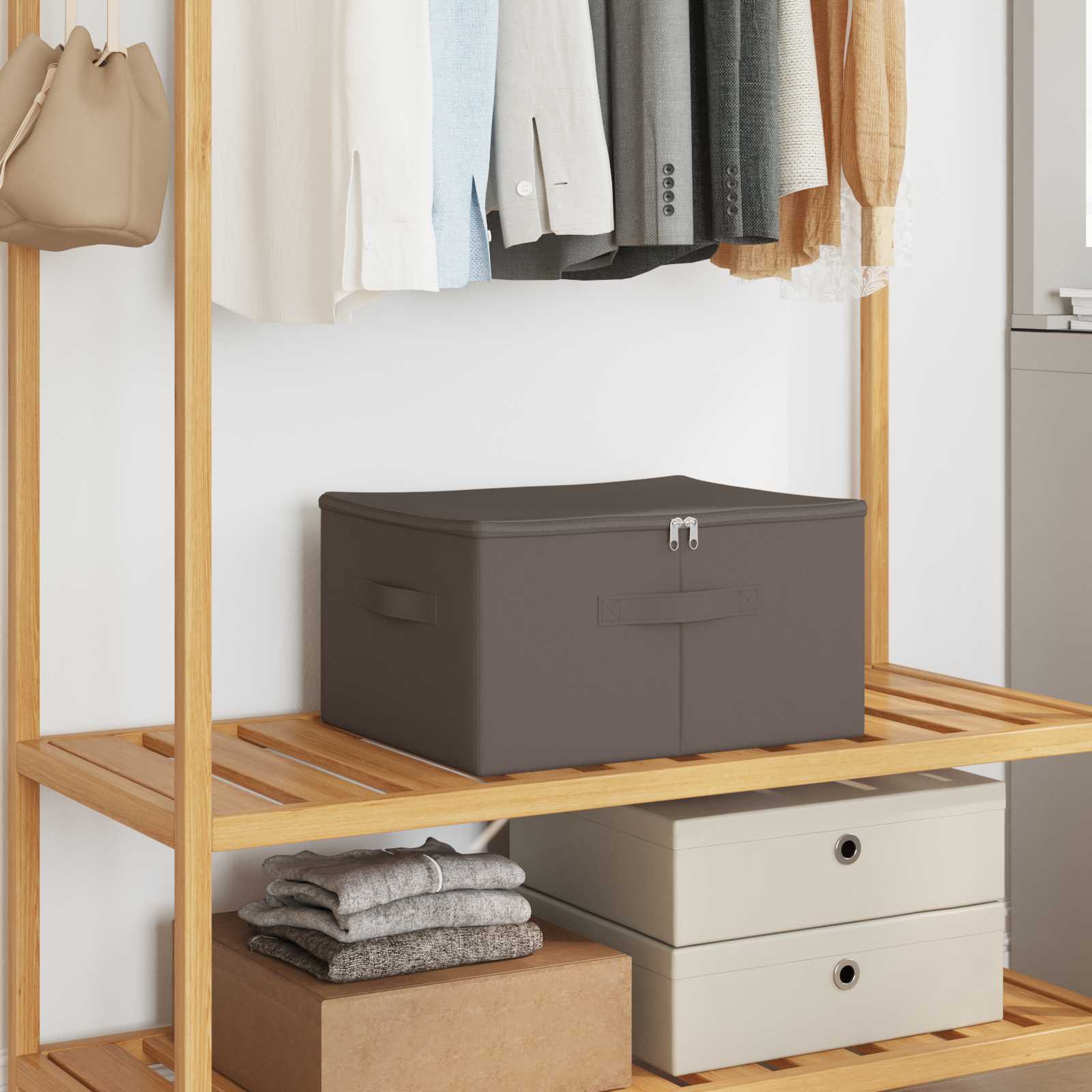 Storage Box 2 pcs Cream 100 x 50 x 18 cm