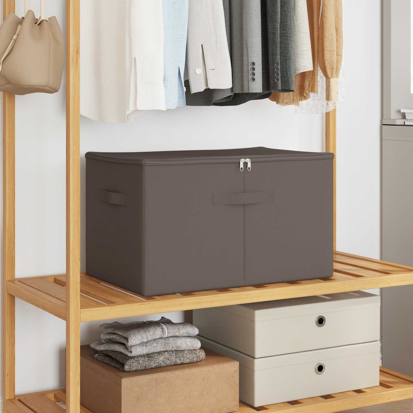 Storage Box 2 pcs Cream 100 x 50 x 18 cm