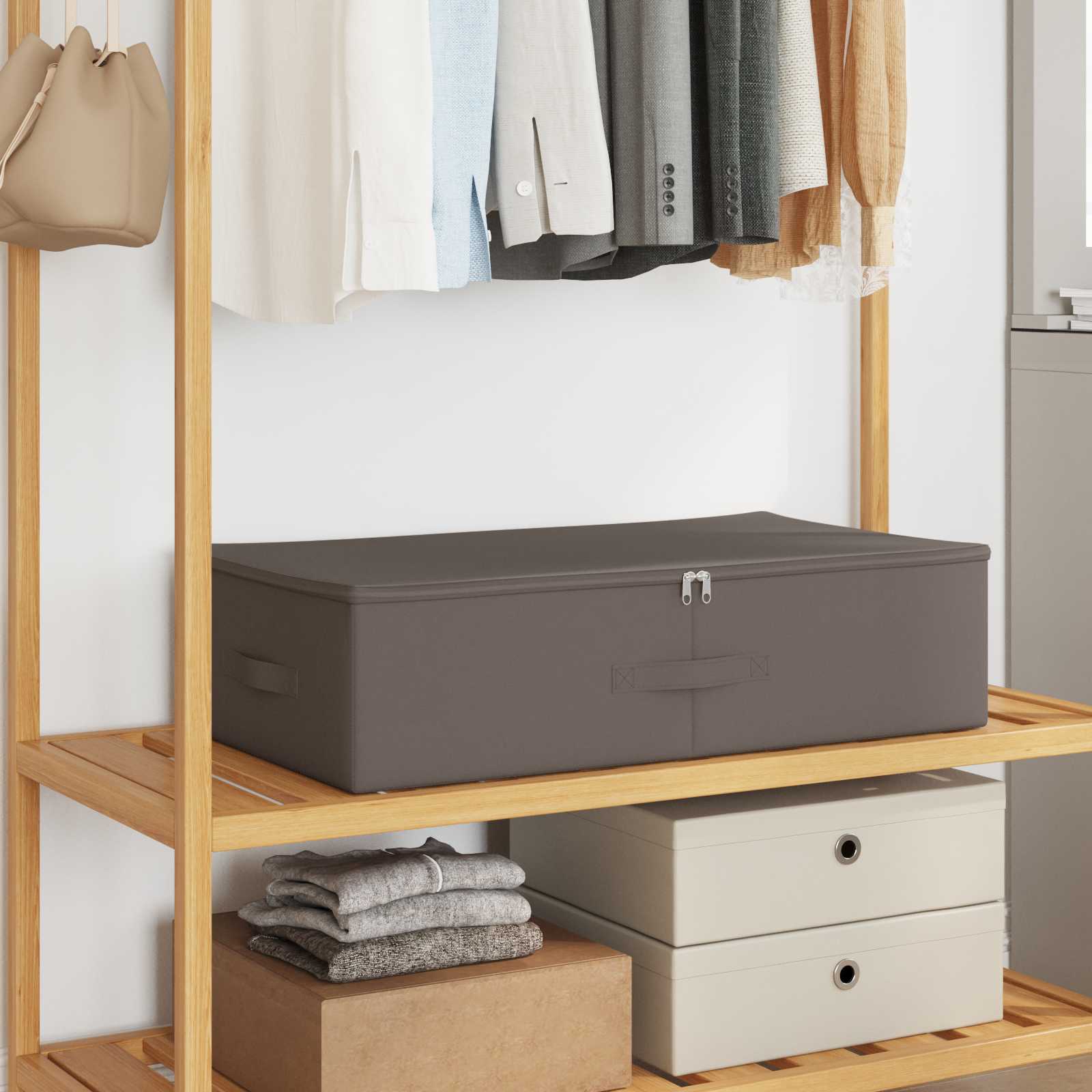 Storage Box 2 pcs Cream 100 x 50 x 18 cm