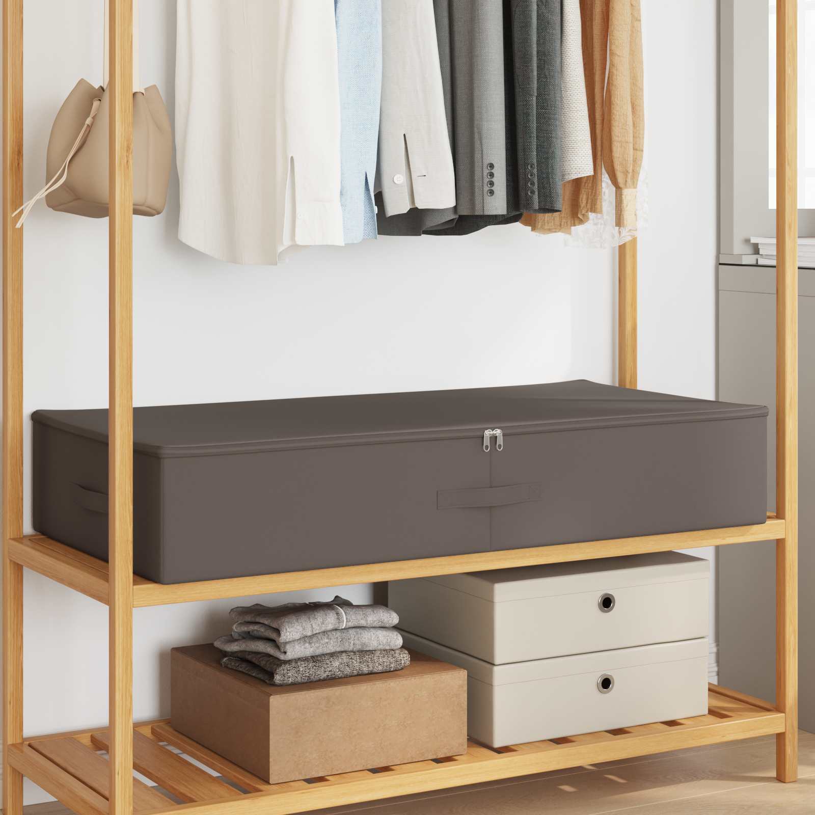 Storage Box 2 pcs Cream 100 x 50 x 18 cm