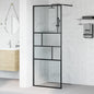 Walk-in Shower Screen Black 100 x 195 x 0.5 cm